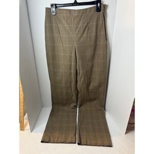 Eddie Bauer Brewster Fit Brown 10 Long Plaid Career Casual Bootcut Pants